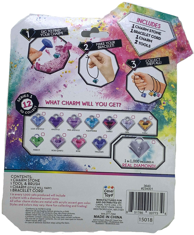 Charm Stone Bracelet Digging Kit - back of package (Series 1)