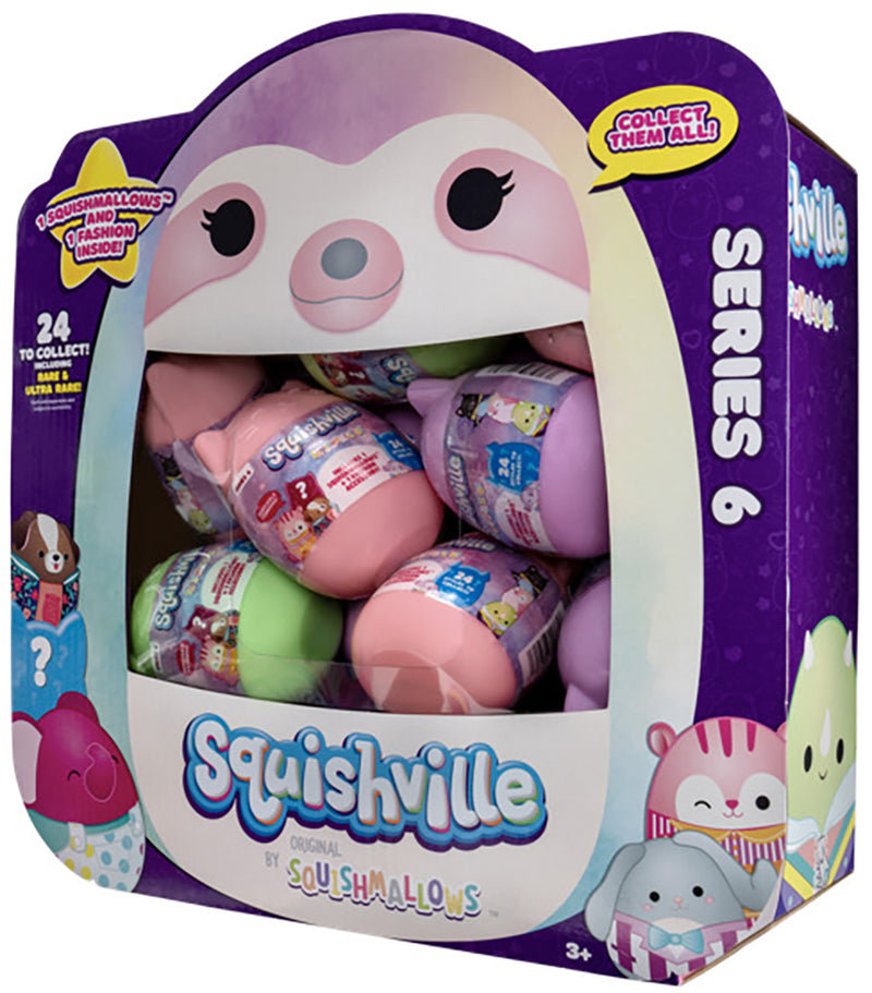 Squishmallows Squishville! (Series 6 Random) Mystery Mini Plush Pack (One Random Color) case angled