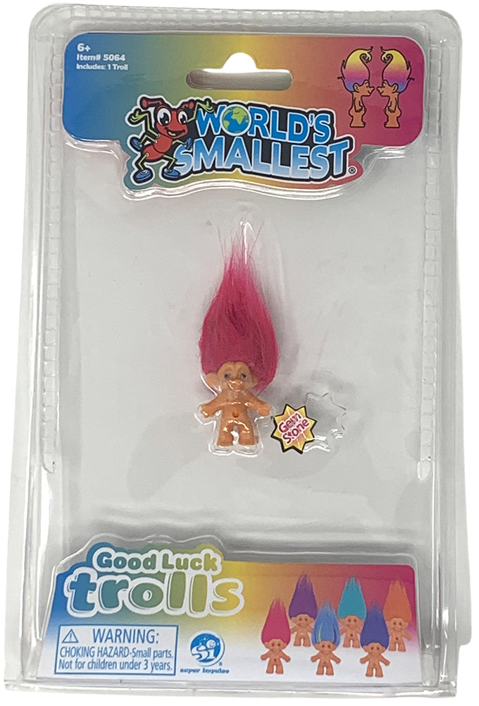 World's Smallest Trolls - (Complete Set Bundle of 6) pink hair